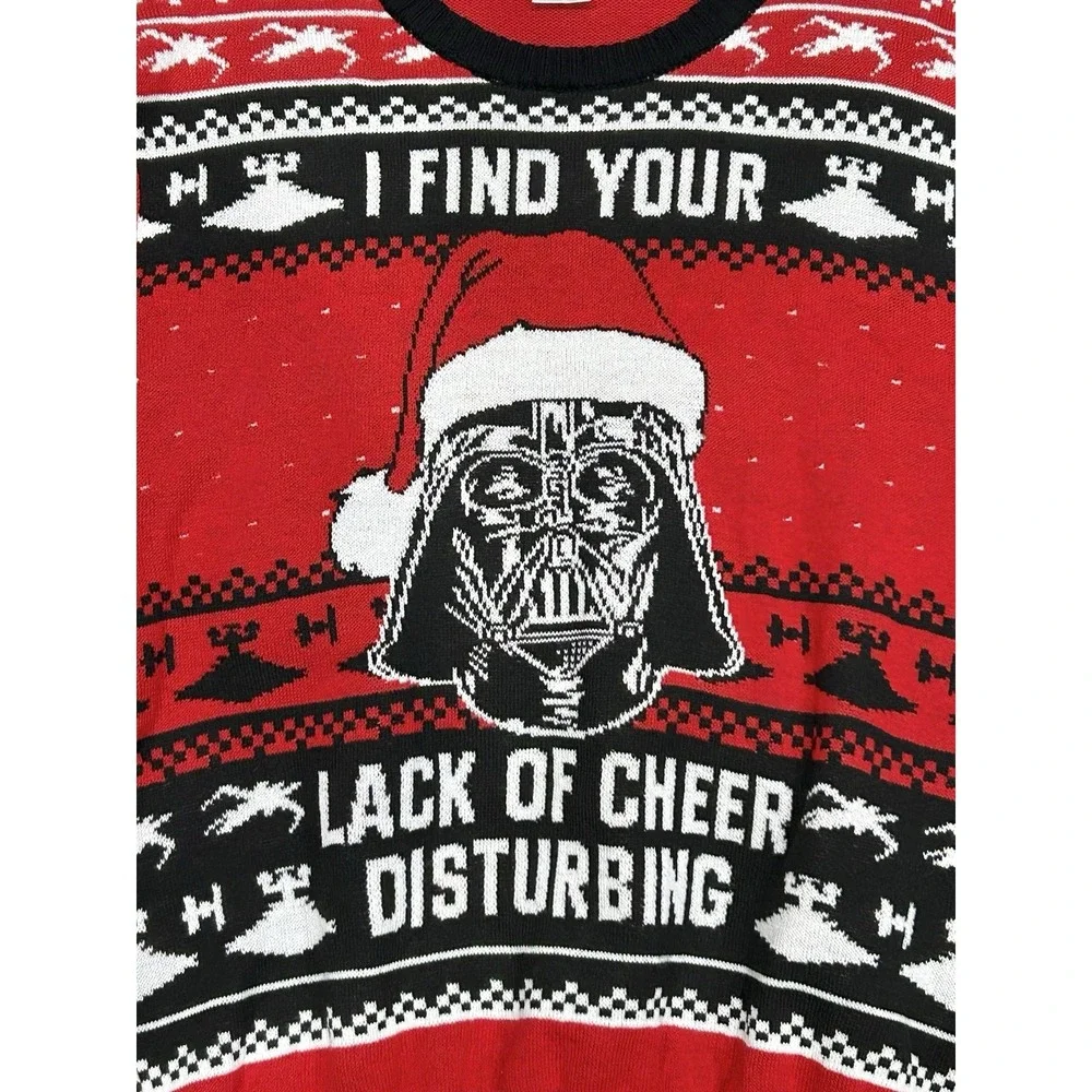 Star Wars Mens‎ Red Ugly Christmas Sweater Darth Vader Red Black Holiday XXL